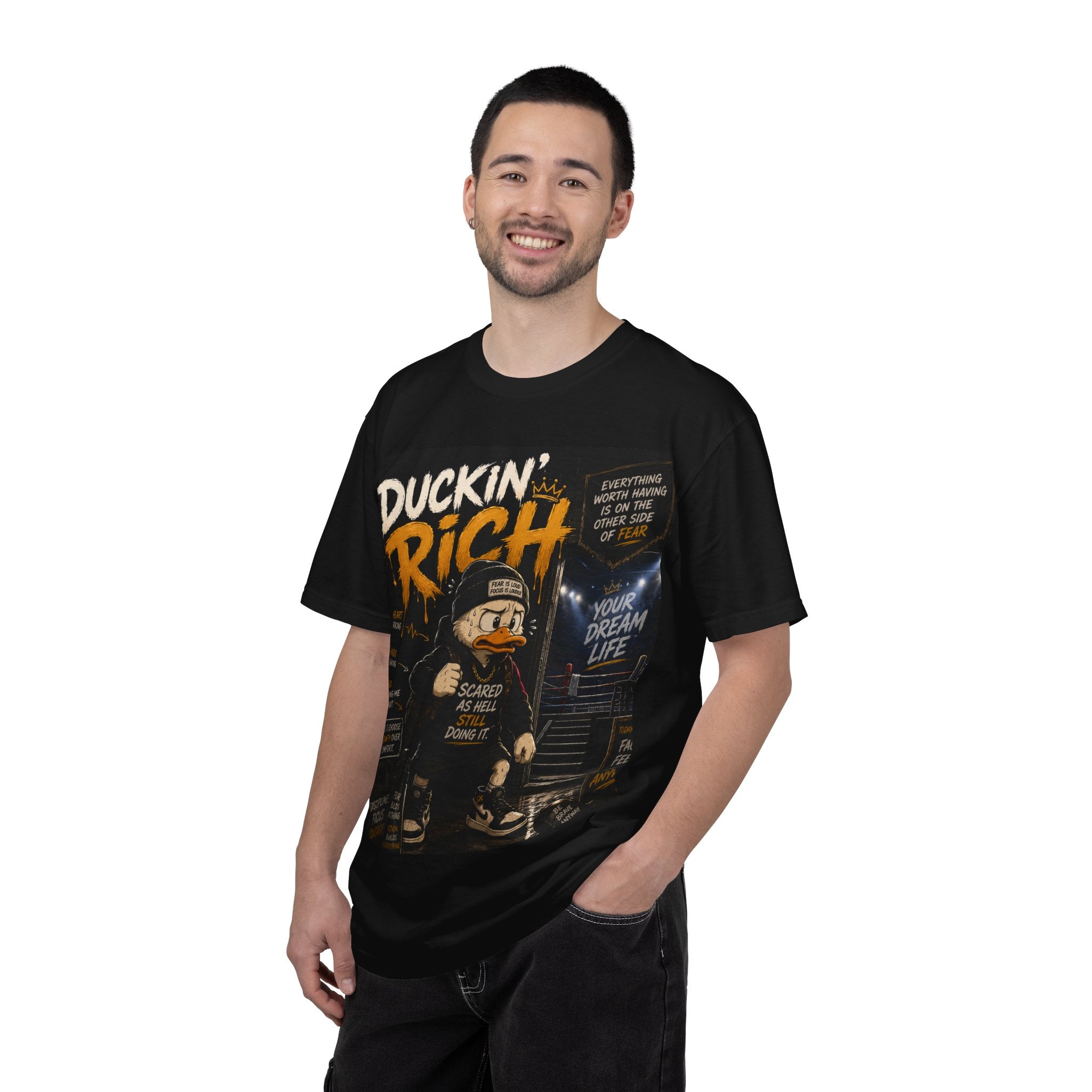Duckin' Rich Graphic T-Shirt — Streetwear Duck Cartoon Motivational Tee