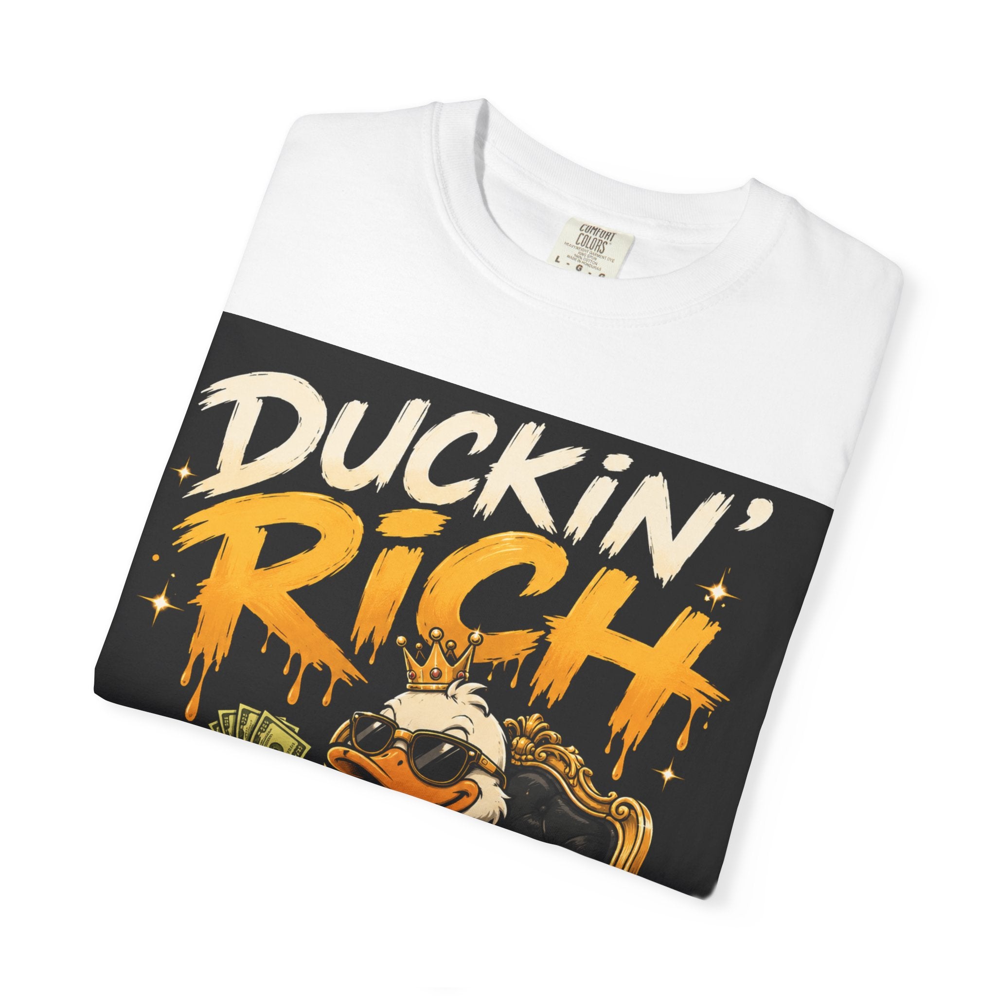 Duckin' Rich Duck Graphic T-Shirt — Funny Money Cartoon Tee
