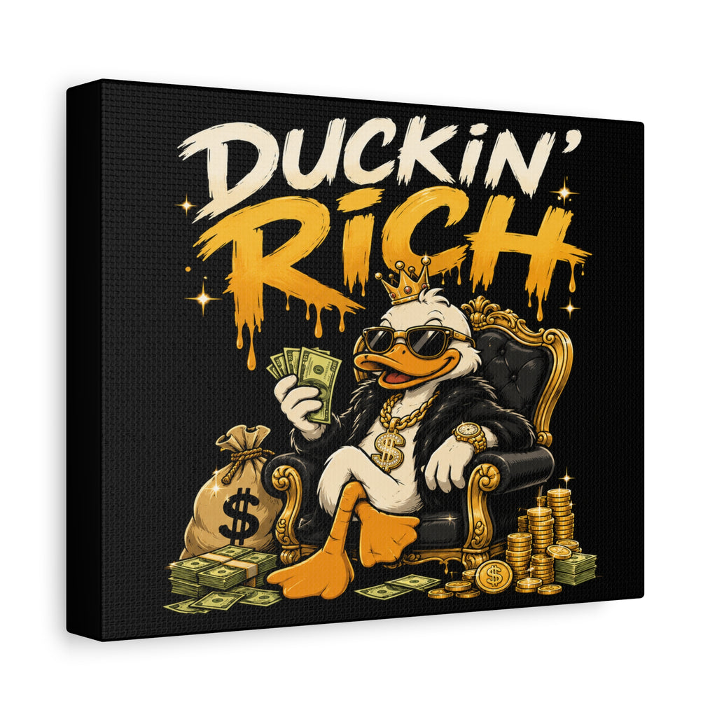 Duckin' Rich Canvas Art - Funny Wealthy Duck Wall Decor