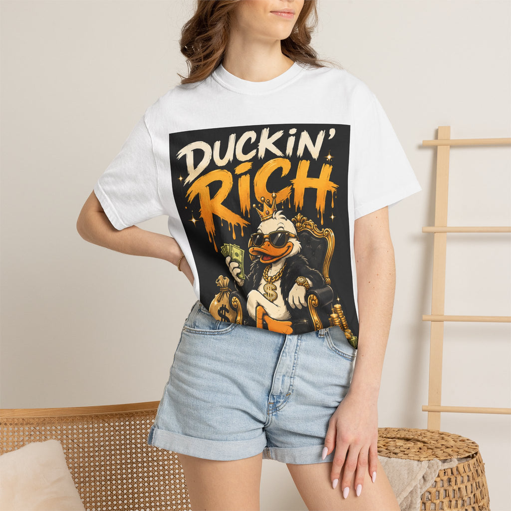Duckin' Rich Duck Graphic T-Shirt — Funny Money Cartoon Tee