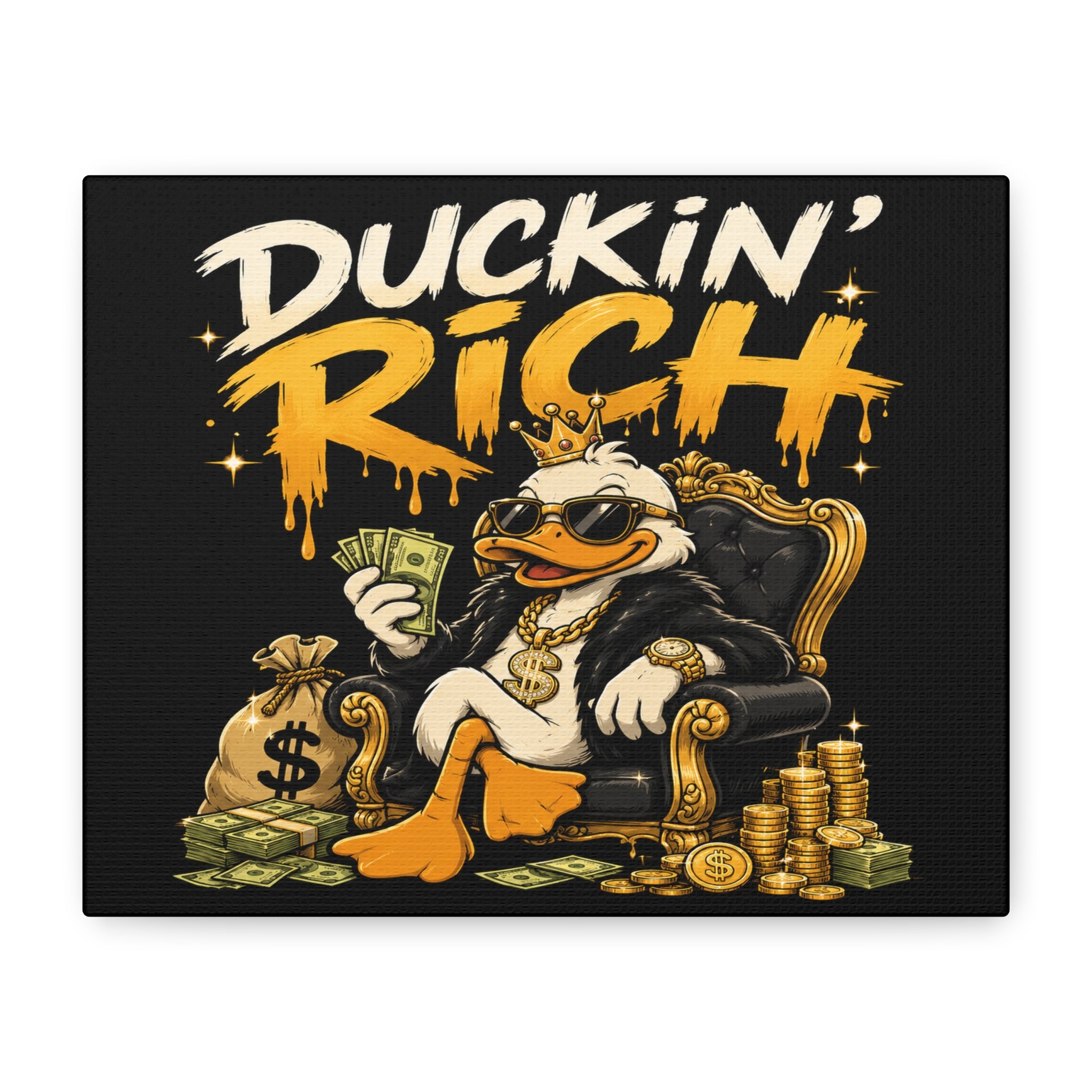 Duckin' Rich Canvas Art - Funny Wealthy Duck Wall Decor