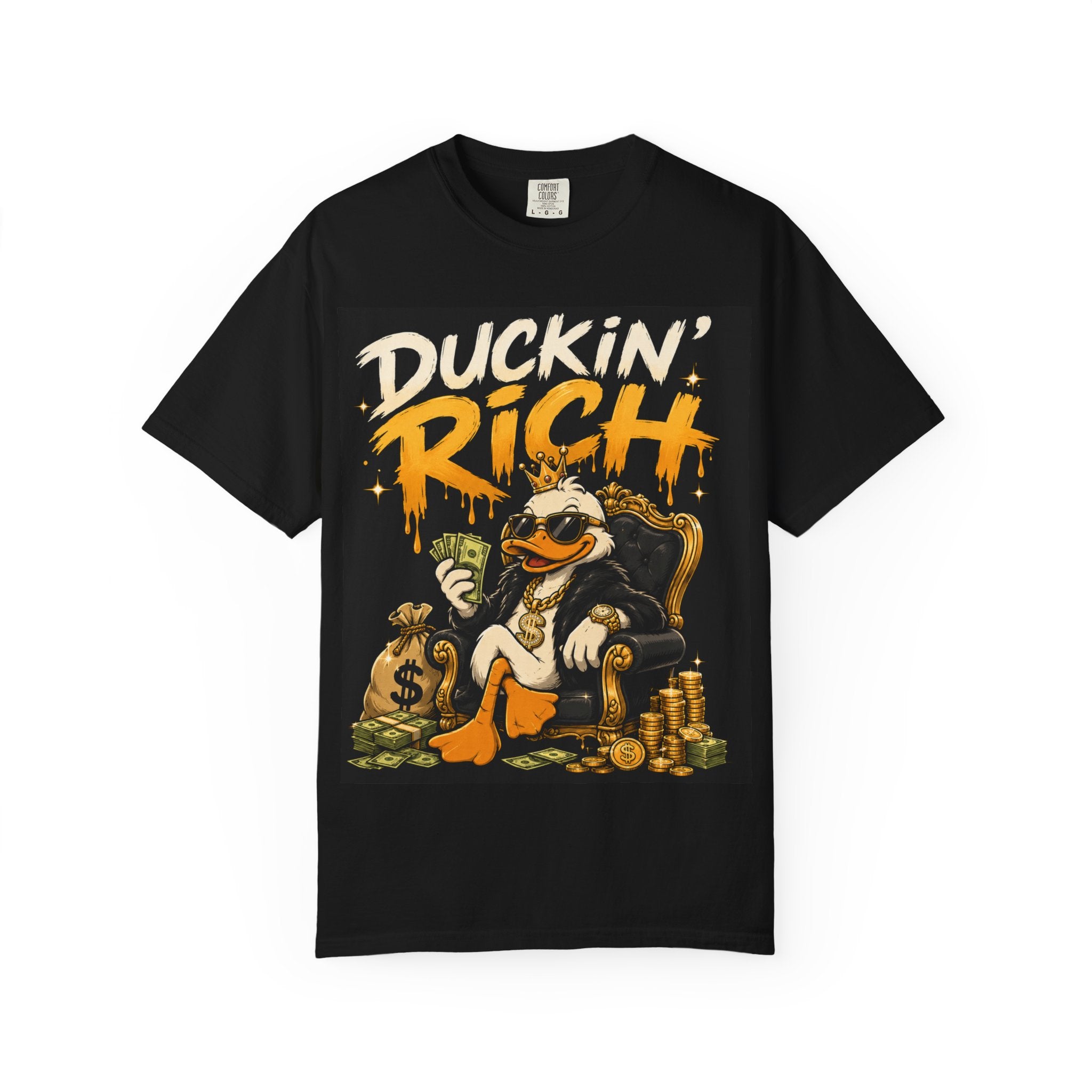 Duckin' Rich Duck Graphic T-Shirt — Funny Money Cartoon Tee
