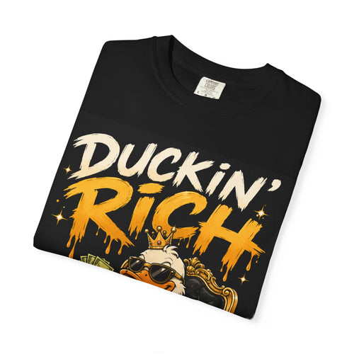 Duckin' Rich duck character T-shirt | money cartoon graphic tee