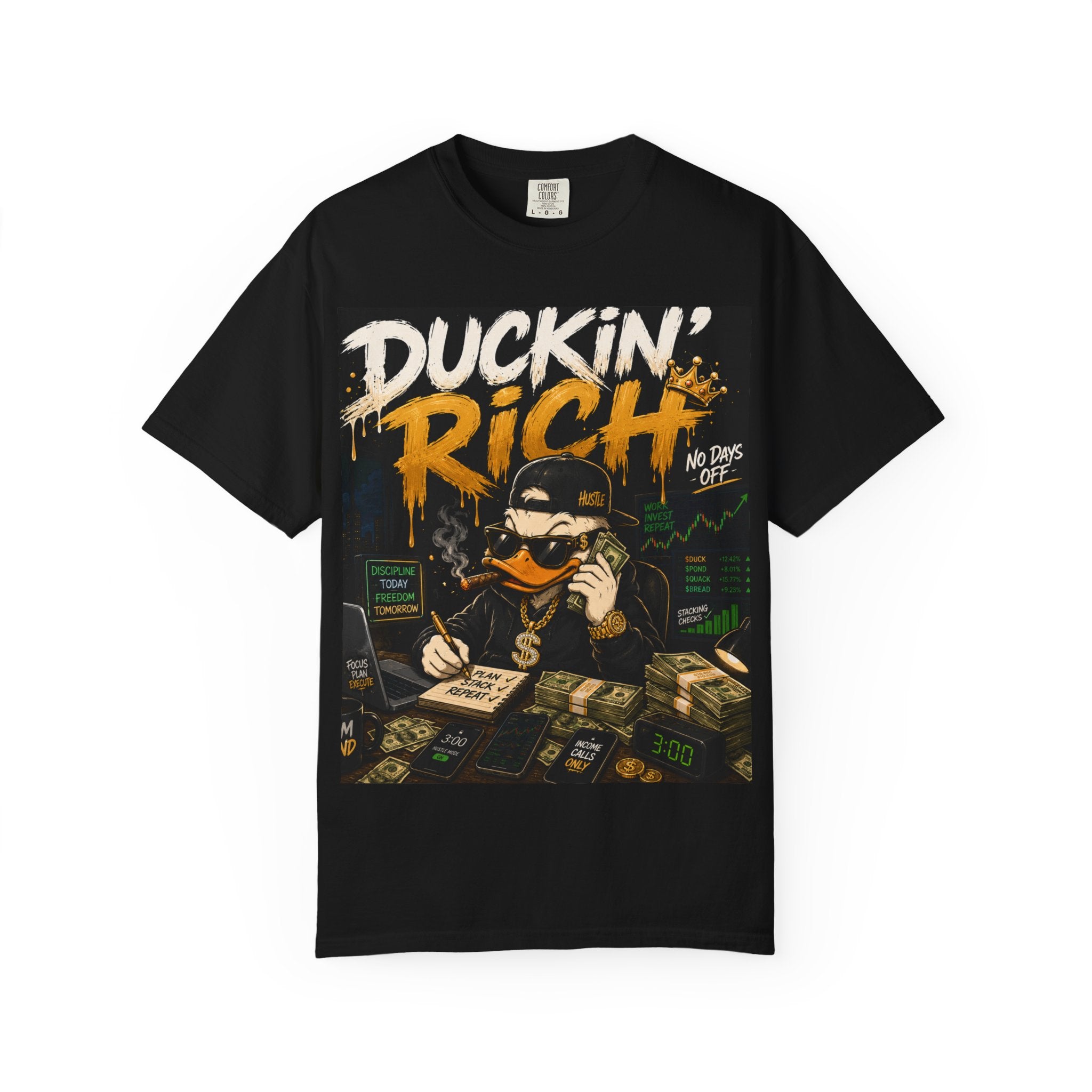 Duckin' Rich Graphic T-Shirt — Money Heist Duck Illustration