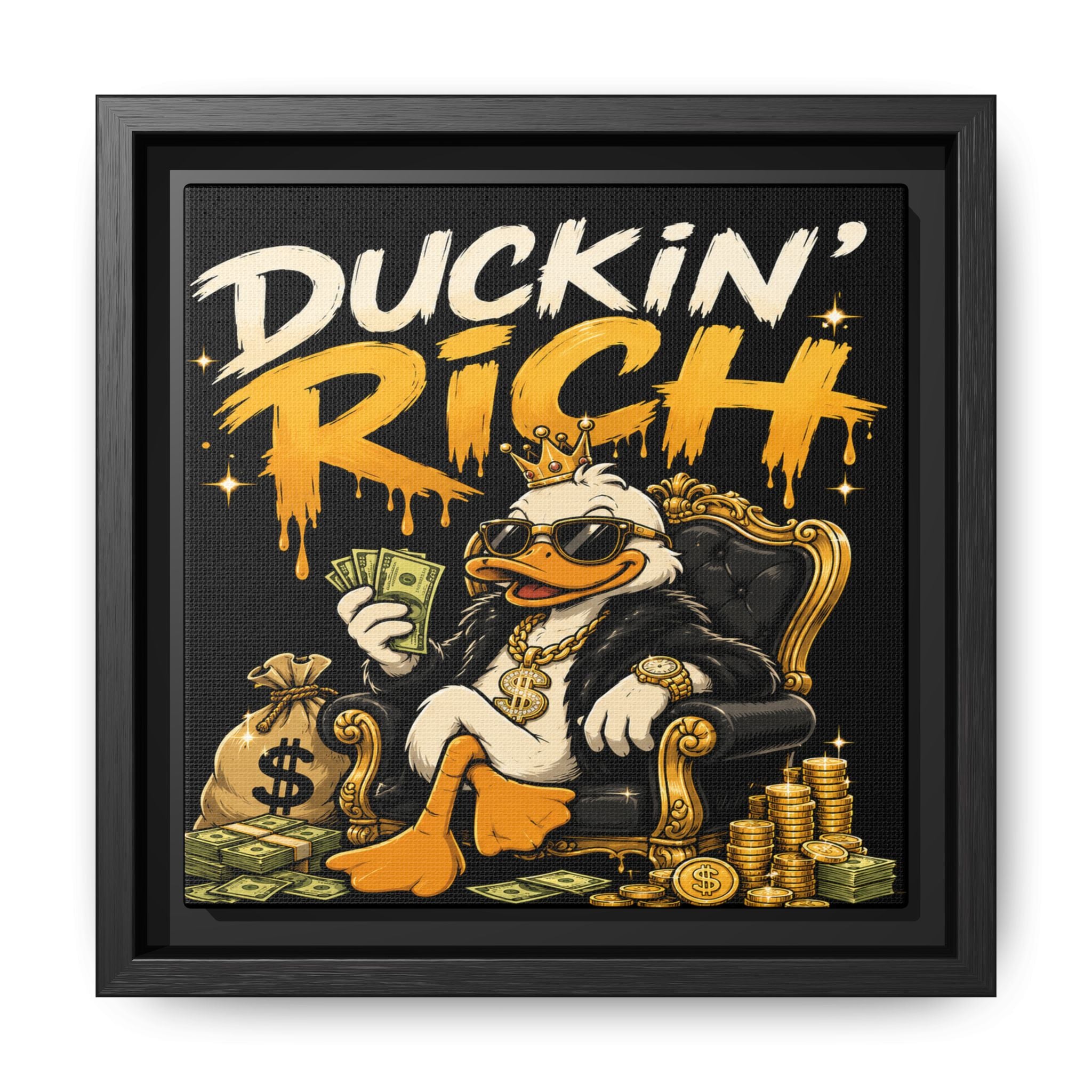 Duckin' Rich Framed Canvas Art