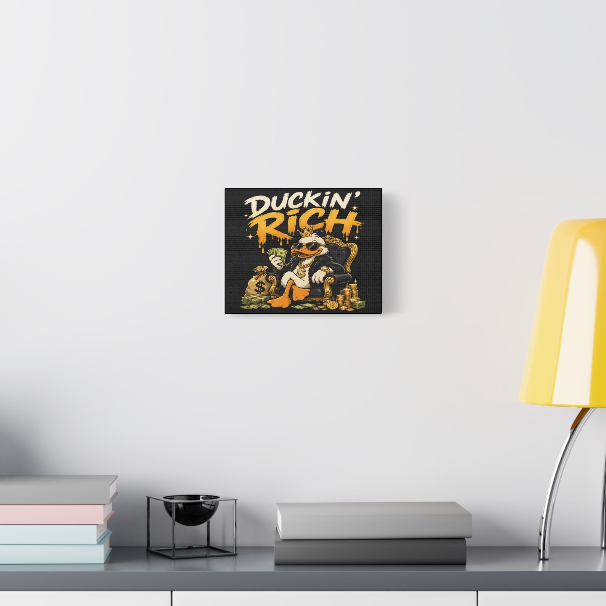 Duckin' Rich Canvas Art - Funny Wealthy Duck Wall Decor