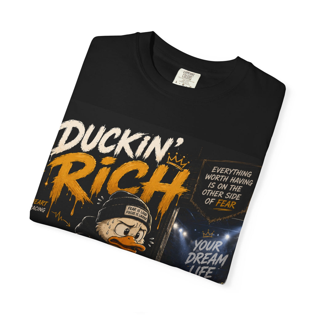 Duckin' Rich Graphic T-Shirt — Streetwear Duck Cartoon Motivational Tee
